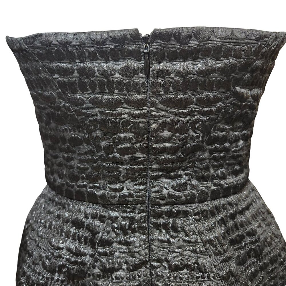 Monique Lhuillier Womens 6 Black Strapless Peplum Top Beaded Textured Zip USA - Picture 9 of 14